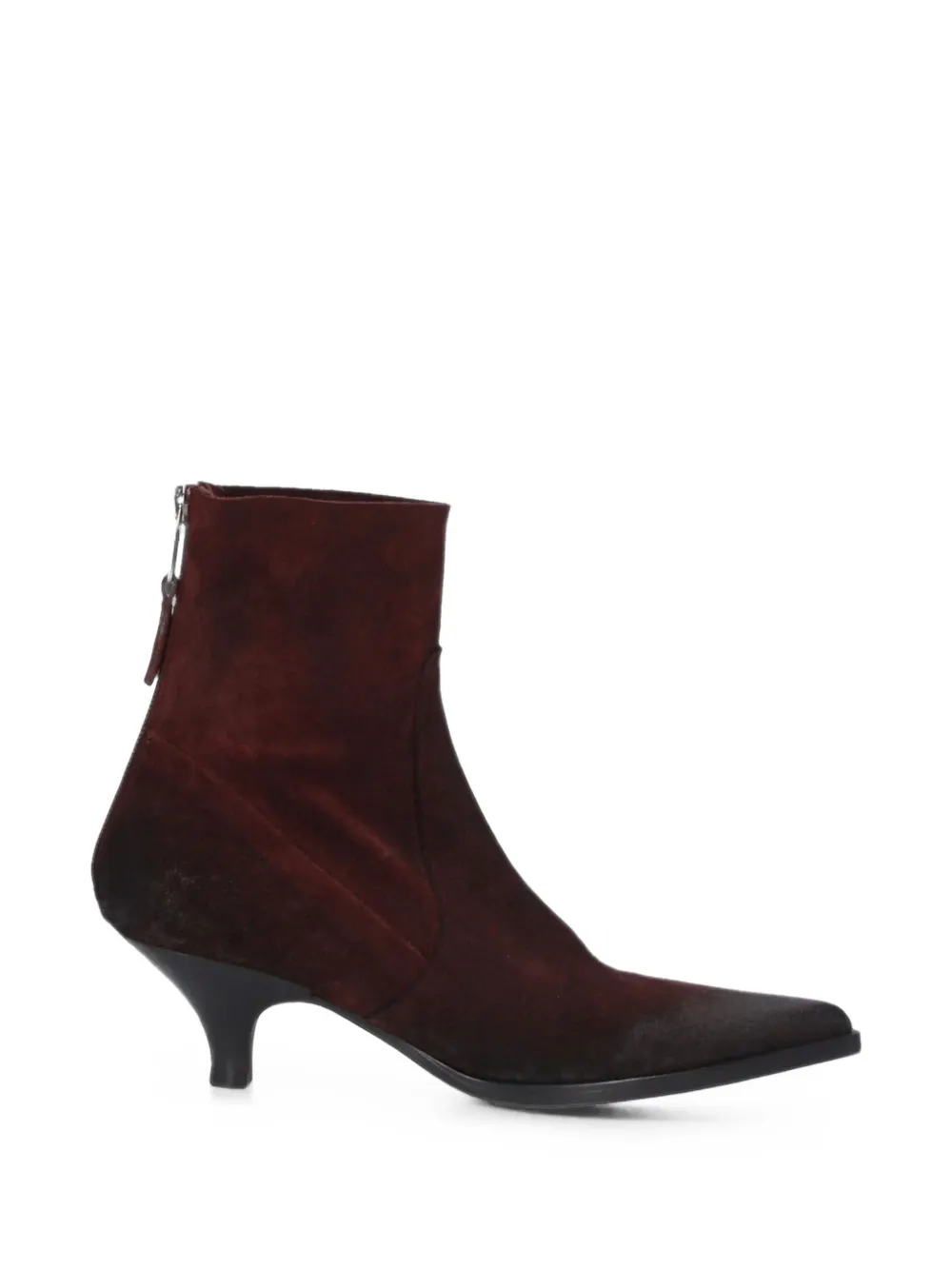 Elena Iachi Thais Suede Back-zip Ankle Boots In Burgundy