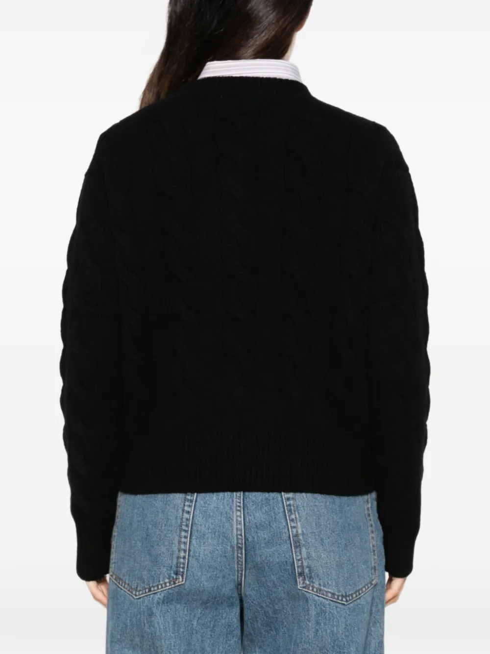 Polo Ralph Lauren Kabelgebreide trui met geborduurd logo Zwart
