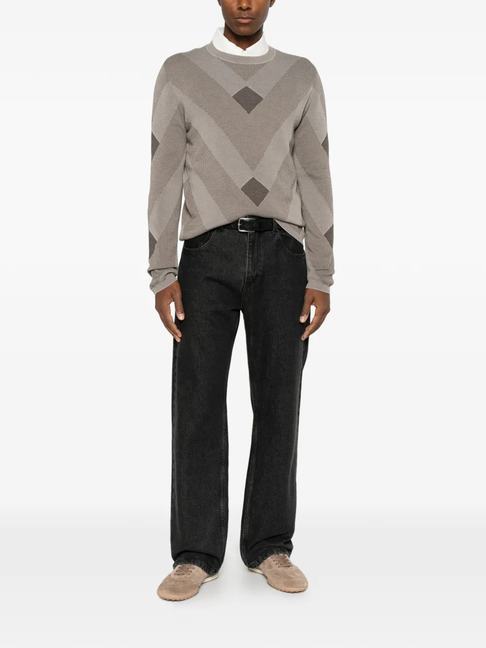Emporio Armani geometric-pattern sweater - Gris Emporio Armani geometric-pattern sweater - Gris