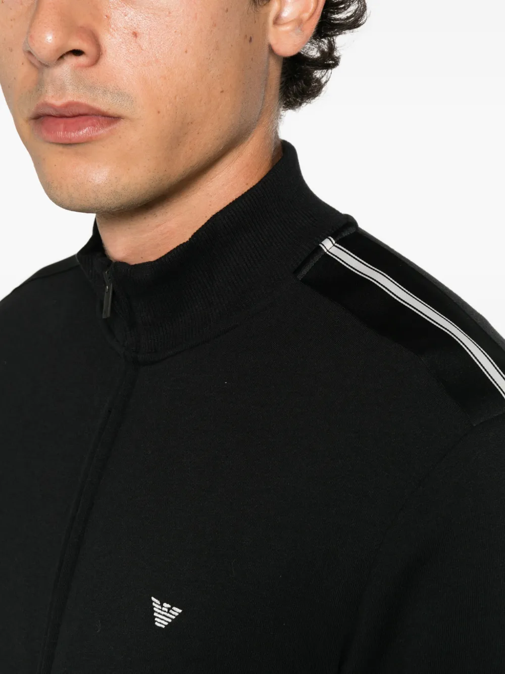 Emporio Armani logo-plaque zip-up tracksuit Zwart