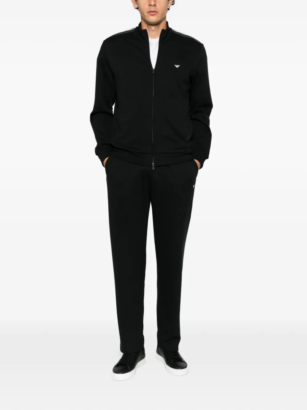 Emporio Armani Logo-plaque Zip-up Tracksuit In Schwarz