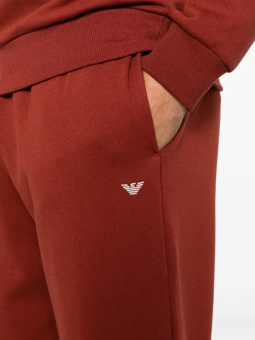 Emporio Armani logo-embroidered striped-trim tracksuit Rood