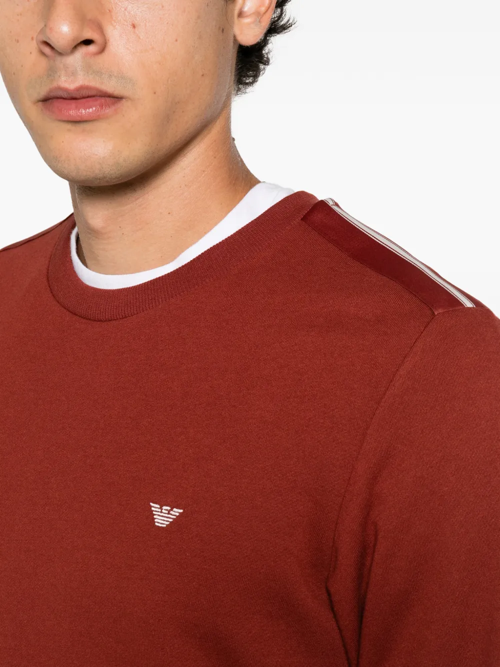 Emporio Armani logo-embroidered striped-trim tracksuit Rood