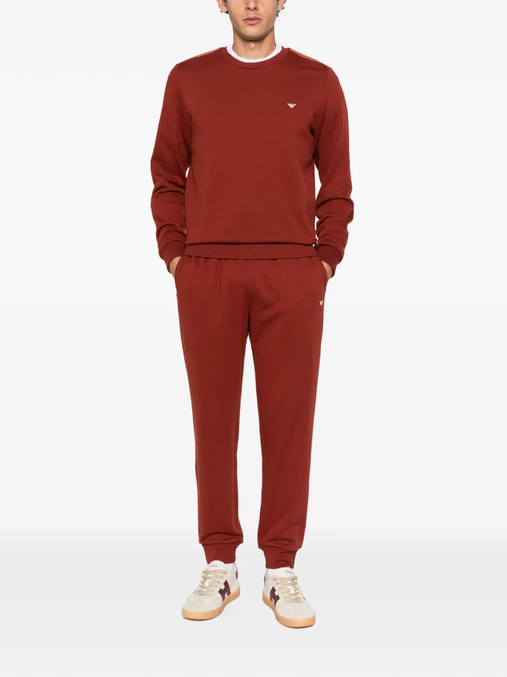 Emporio Armani logo-embroidered striped-trim tracksuit Rood