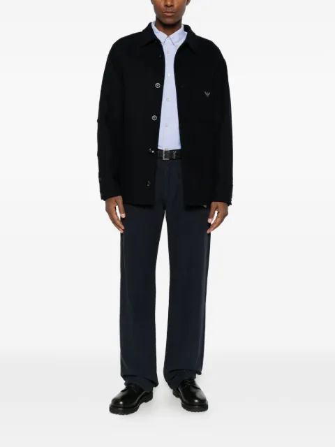 Emporio Armani logo-embroidery overshirt