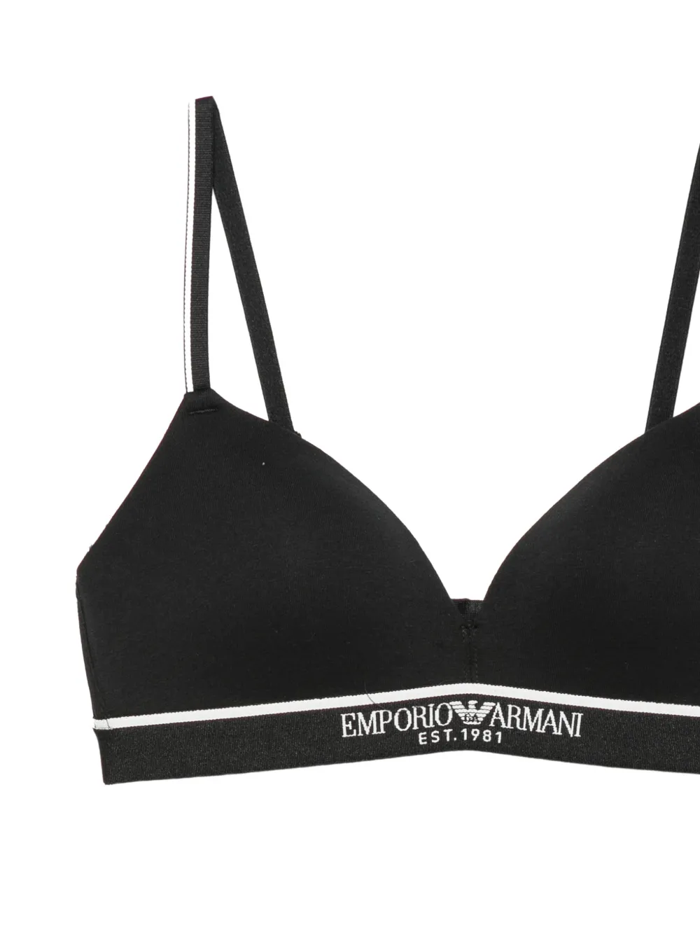 Emporio Armani logo-tape triangle bra Zwart