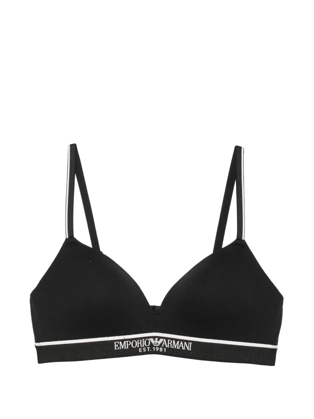 Emporio Armani logo-tape triangle bra - Schwarz
