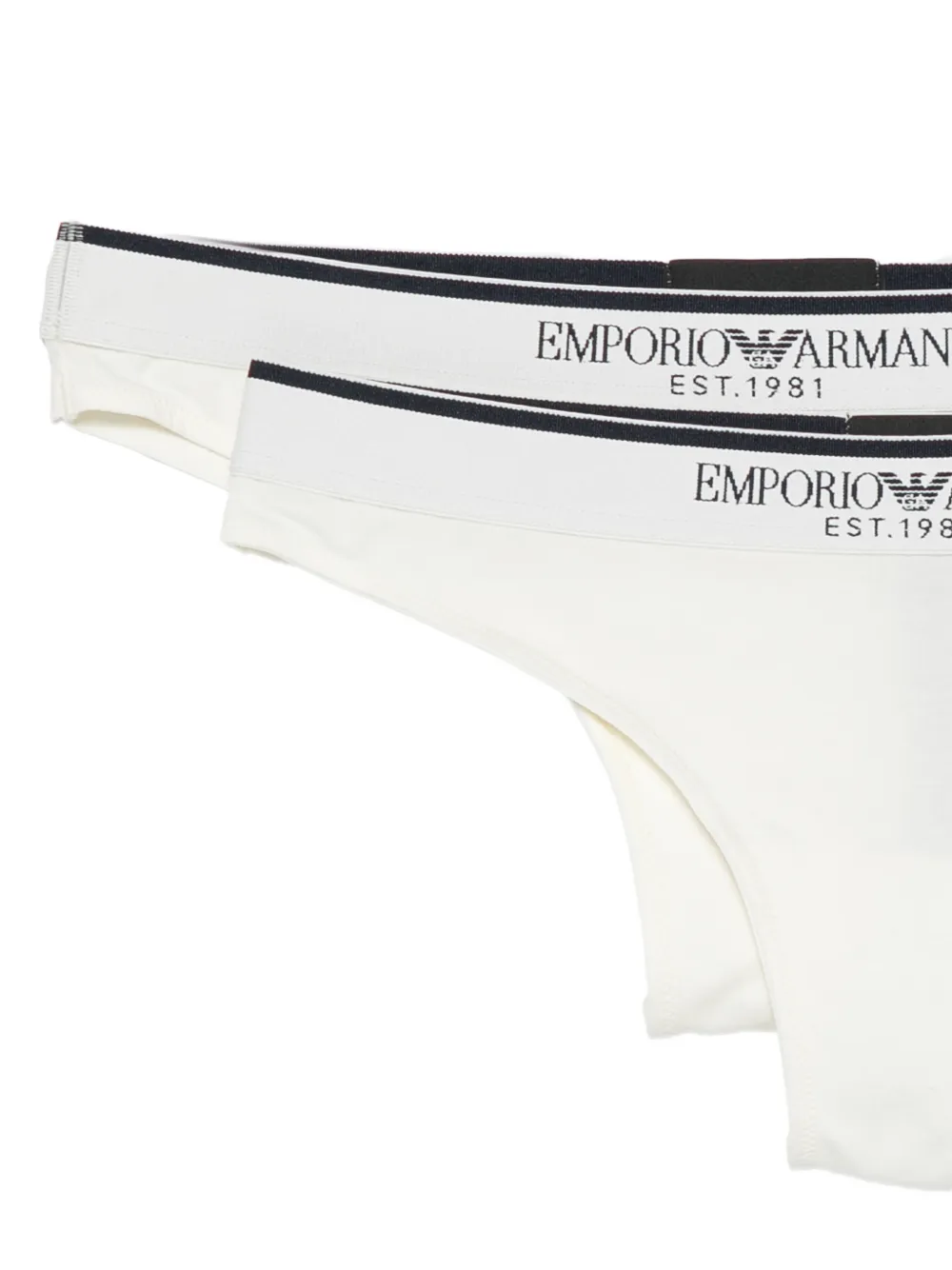Emporio Armani logo-waistband thongs set Wit