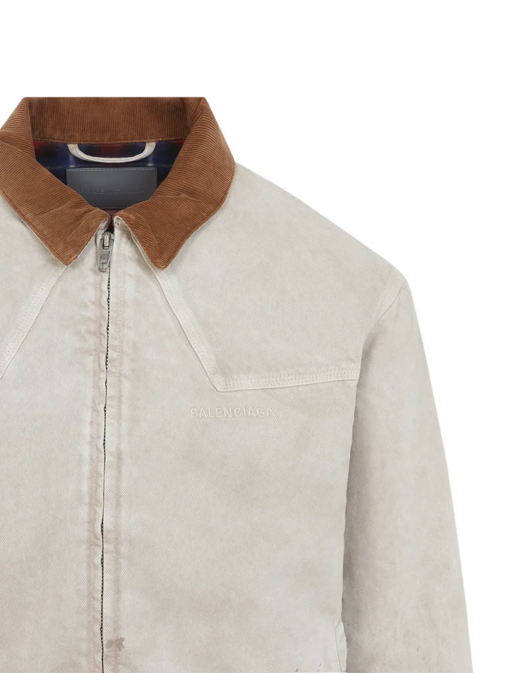 Balenciaga distressed corduroy-collar jacket Beige