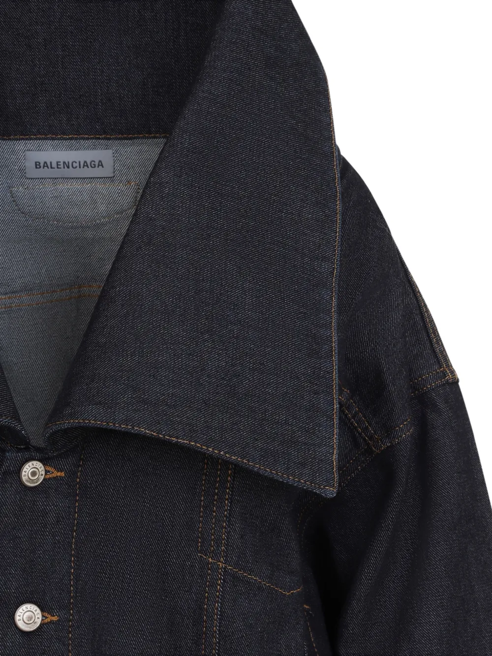 Balenciaga exaggerated-collar denim jacket Blauw