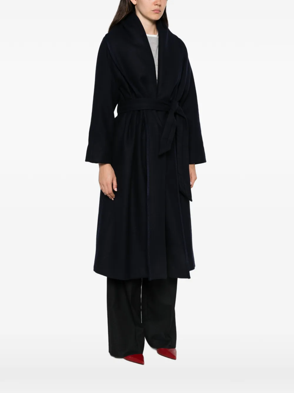 TWINSET Jas met sjaalkraag en ceintuur Blauw