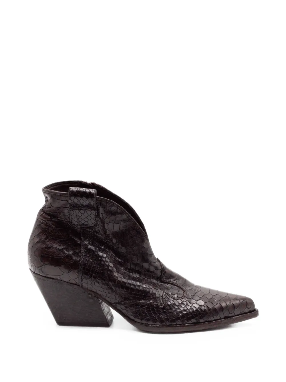 Elena Iachi Reptile-print Leather Ankle Boots In Brown