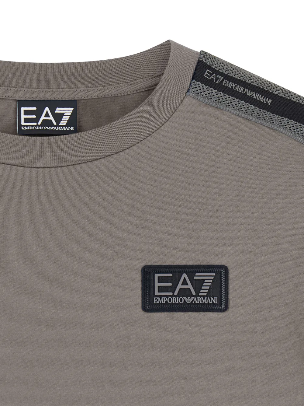 Emporio Armani Kids EA7 logo-patch tape-detail T-shirt Grijs