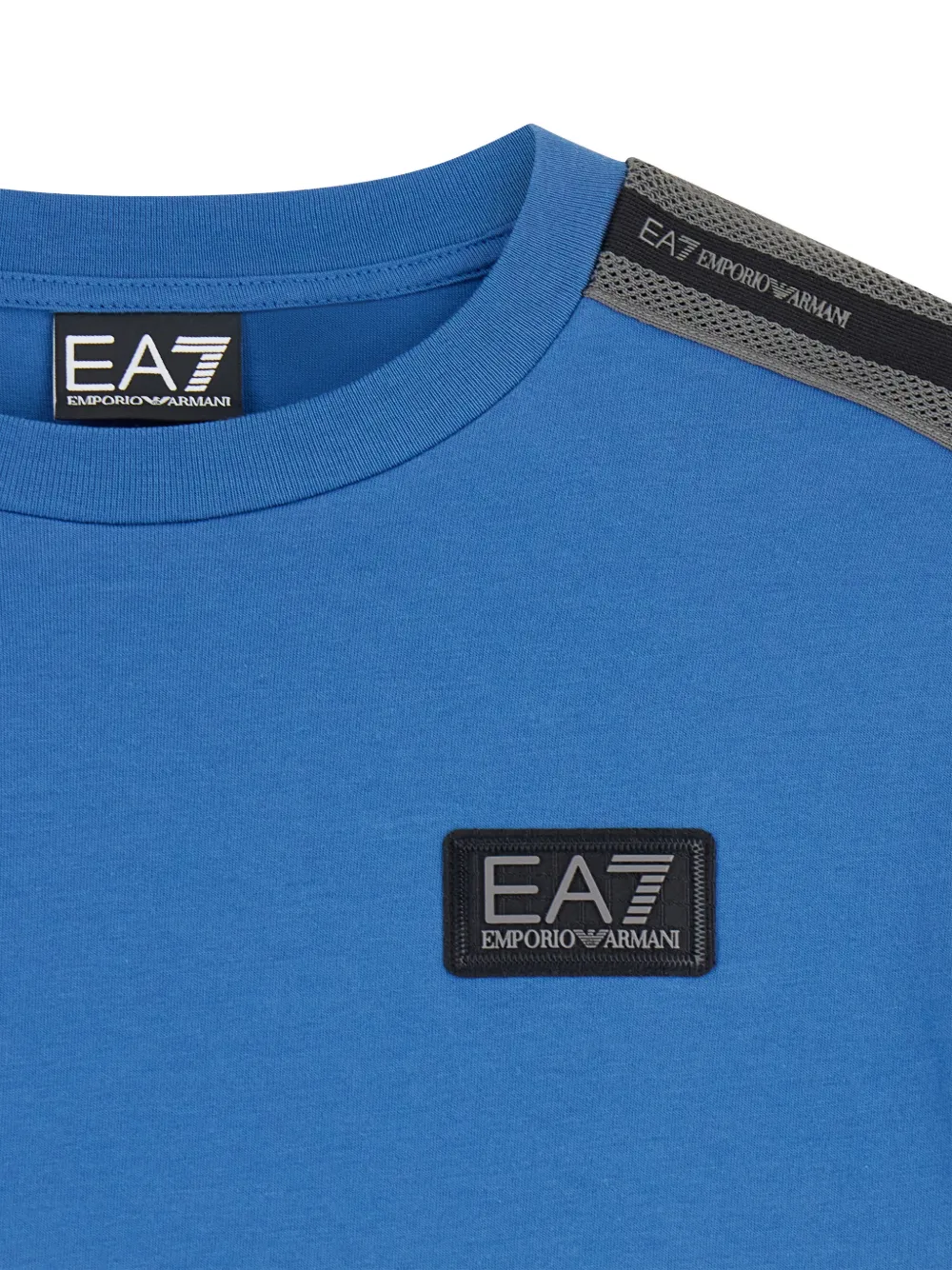 Emporio Armani Kids EA7 T-shirt met logo-patch en band-detail Blauw