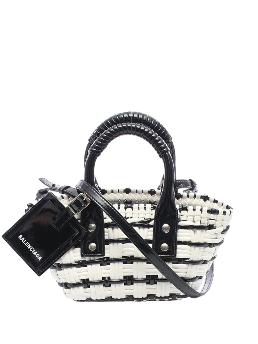Balenciaga Pre-Owned 2020-2026 Bistro Basket Bag XXS Satchel-Tasche aus Faux-Leder - Weiß