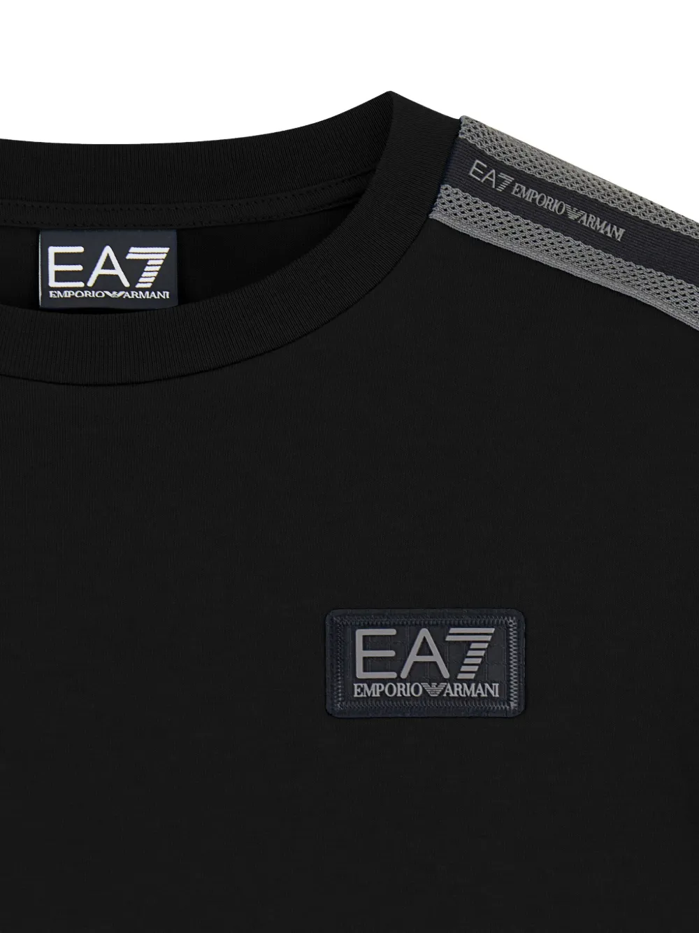 Emporio Armani Kids EA7 T-shirt met logo-patch en band-detail Zwart