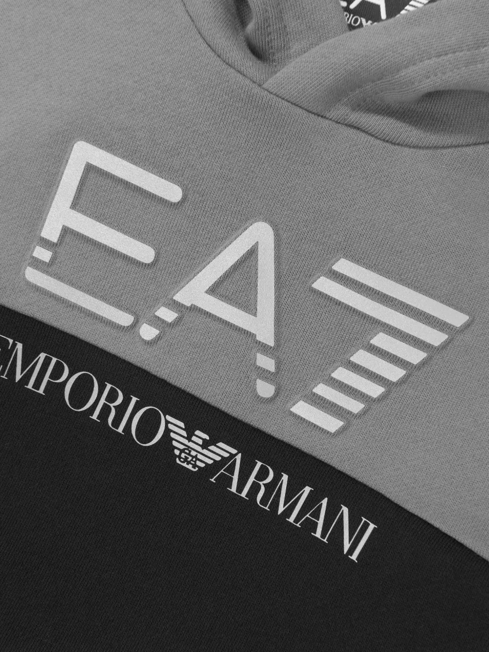 Emporio Armani Kids EA7 logo-print colour-block hoodie Zwart