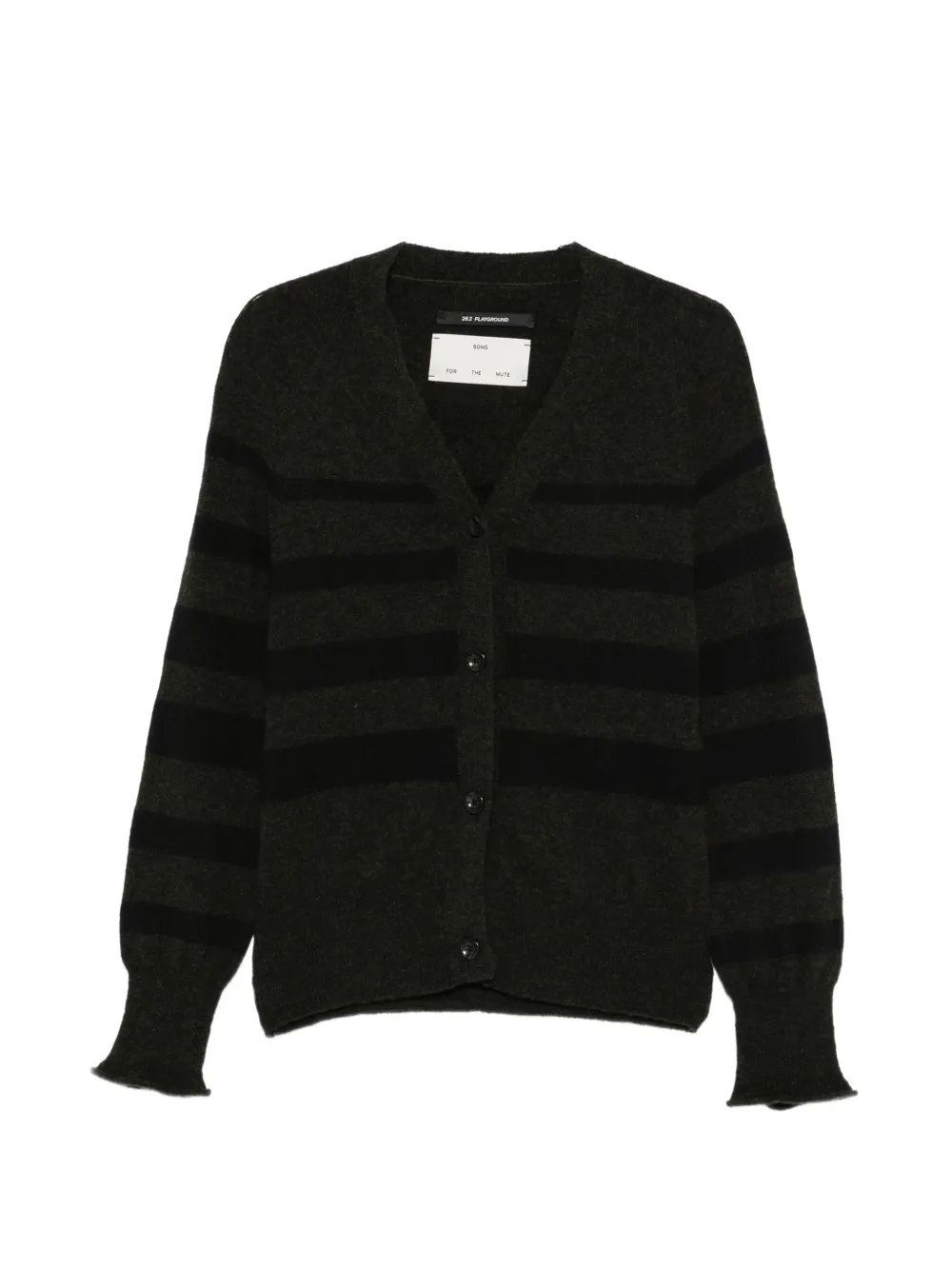 Song For The Mute Gestreifter Cardigan mit V-Ausschnitt - Grün