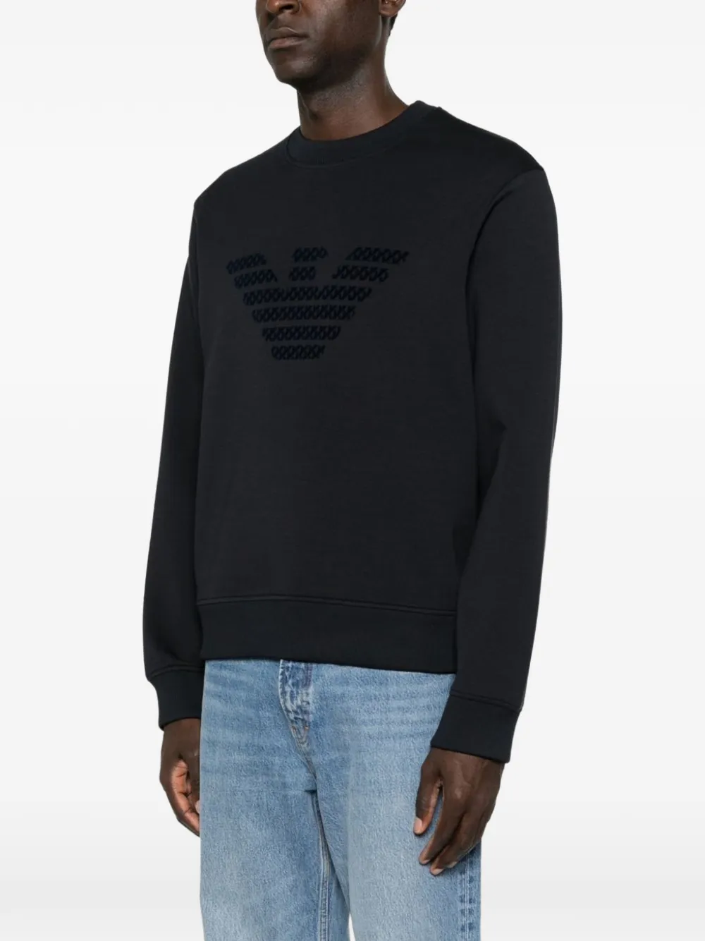 Emporio Armani Dubbele jersey sweater met logo Blauw