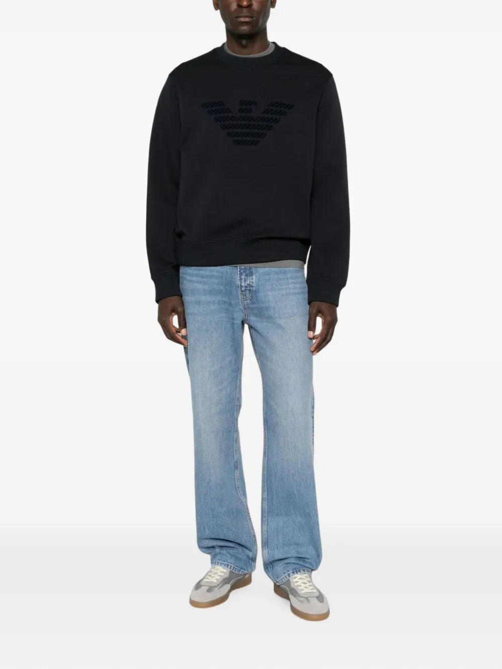Emporio Armani Dubbele jersey sweater met logo Blauw