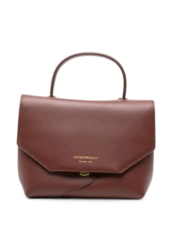 Emporio Armani 1981 Grained Leather Tote Bag in Brown