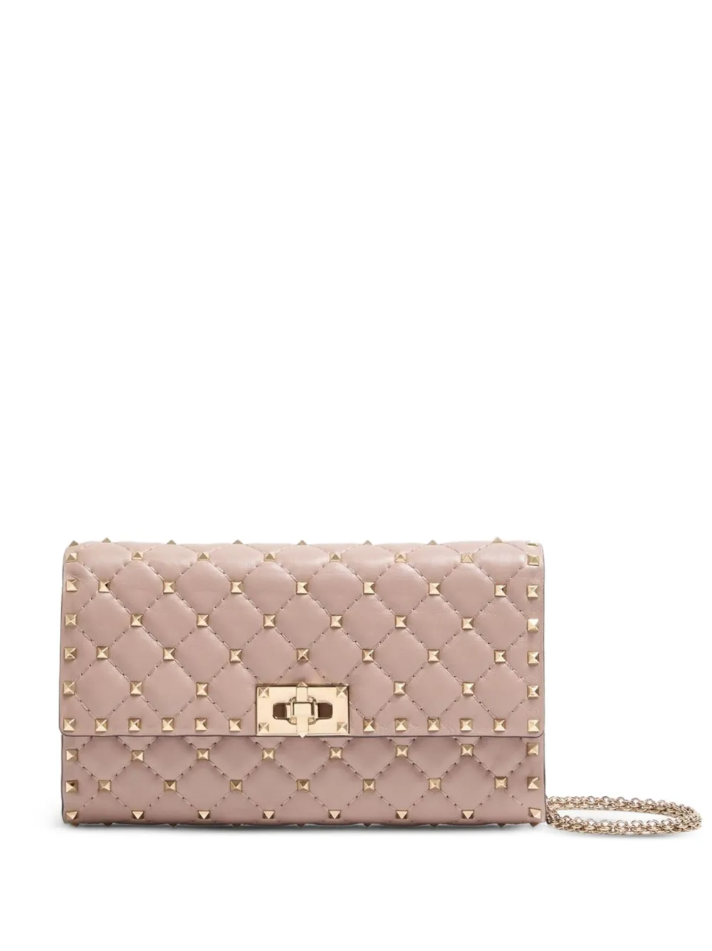 Valentino Garavani Rockstud Spike nappa leather cross body clutch bag - Rosa