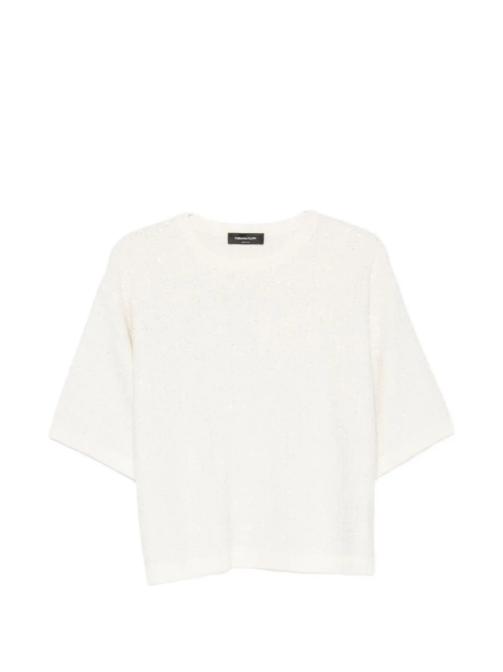 Fabiana Filippi sequin-embellished short-sleeve sweater - White