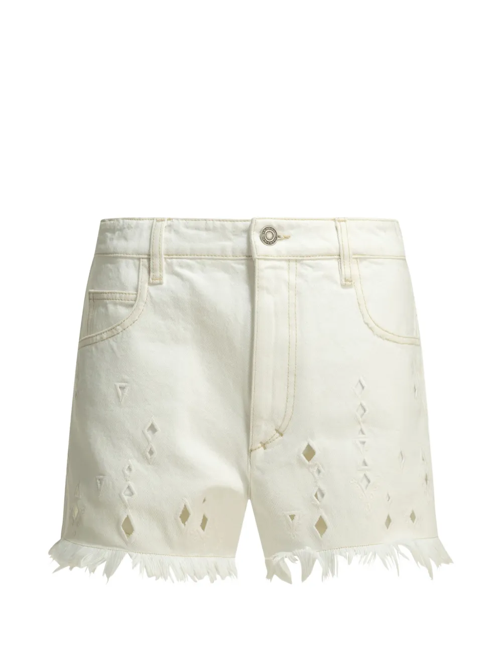 ISABEL MARANT Aecia eyelet-embellished frayed-hem shorts