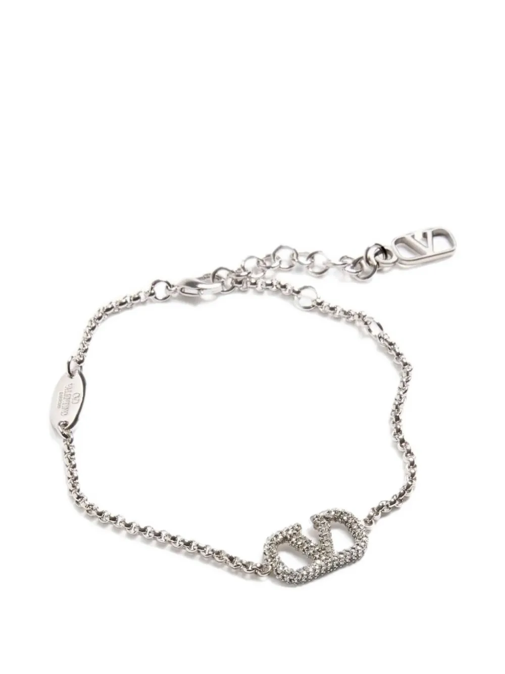Valentino Garavani Vlogo Signature bracelet in metal and Swarovski® crystals - Argent