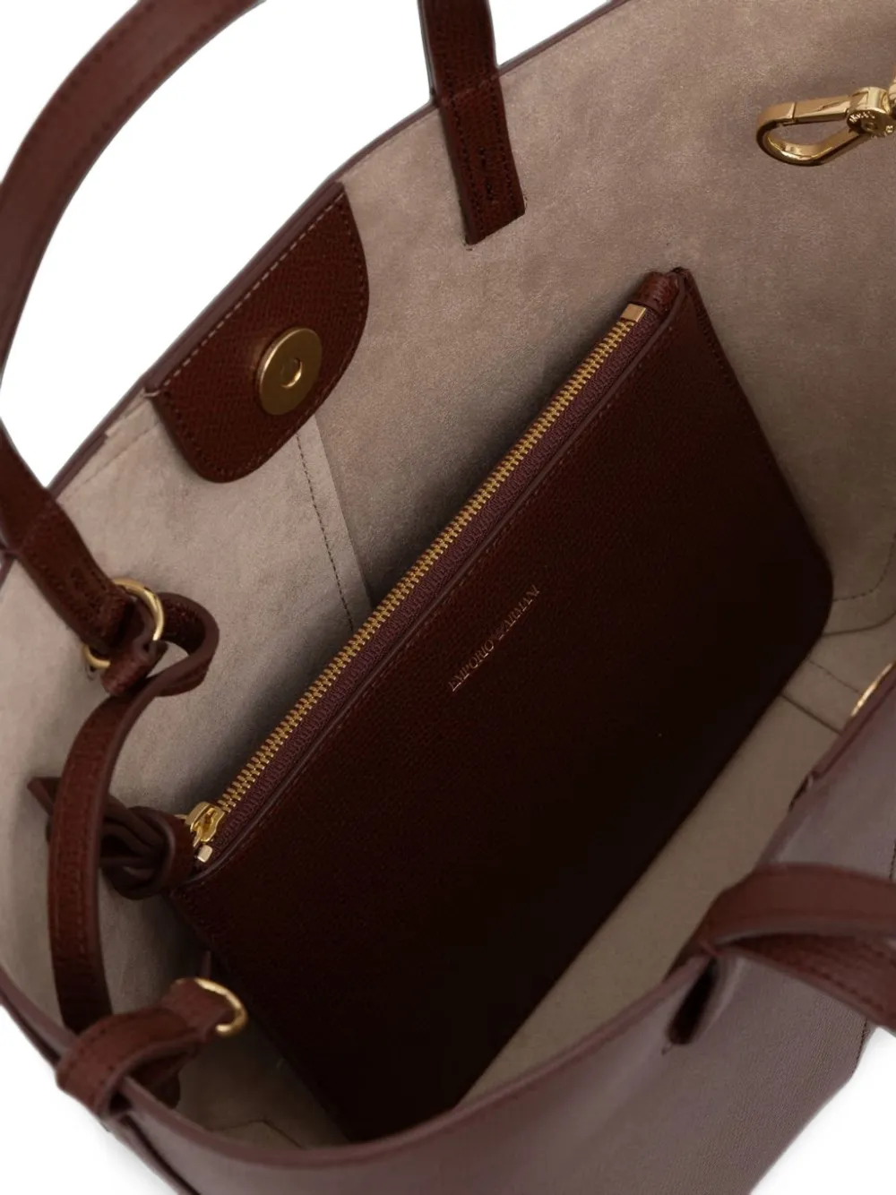 Emporio Armani Leren shopper Bruin