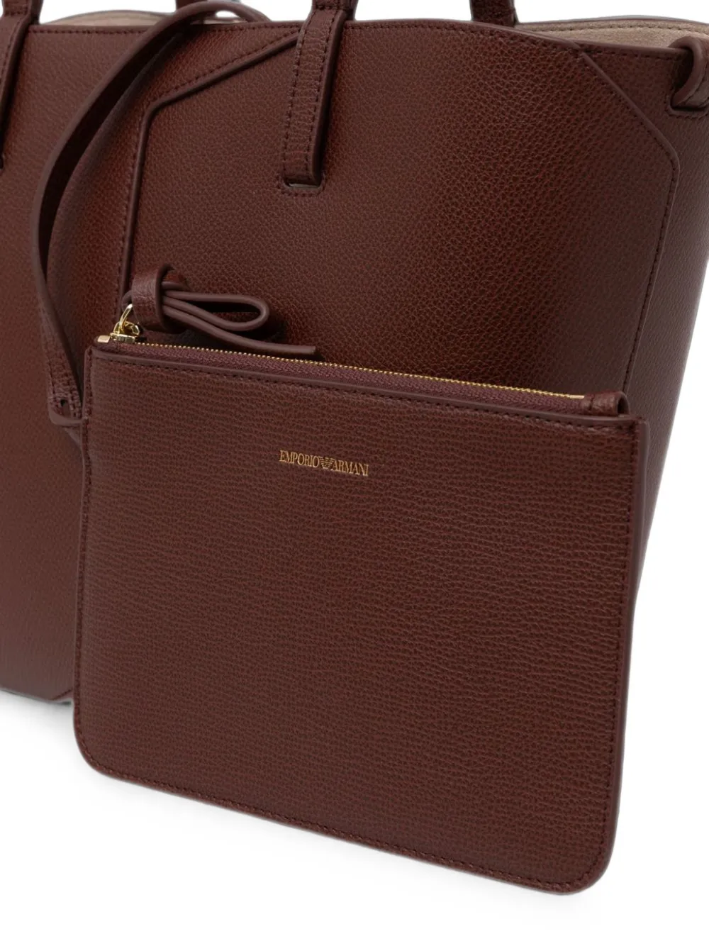 Emporio Armani Leren shopper Bruin