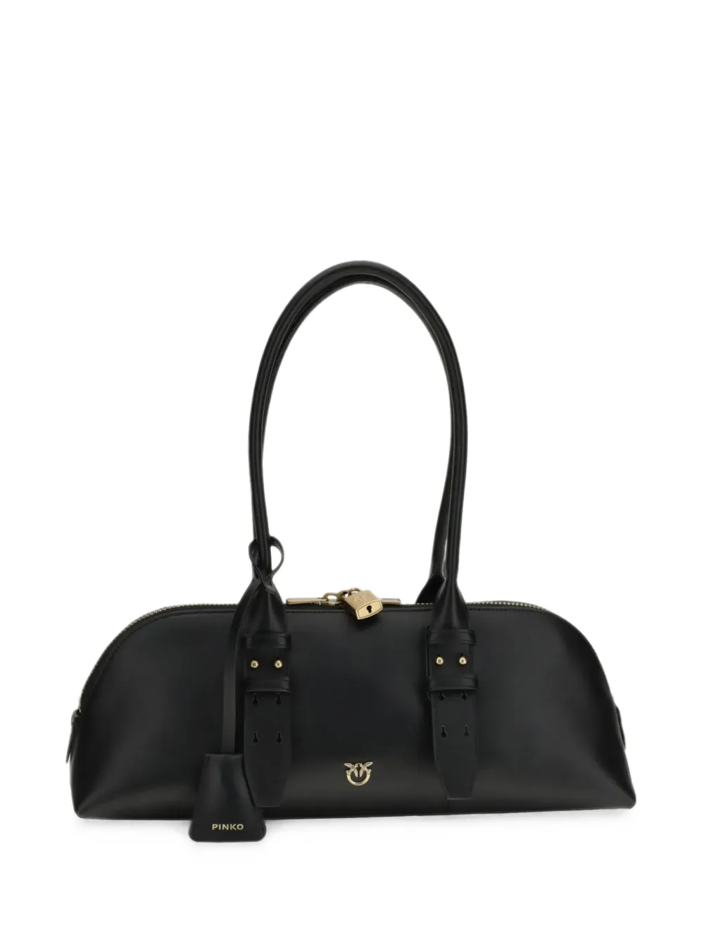 PINKO Escape bag horizontal large shoulder bag in leather - Noir