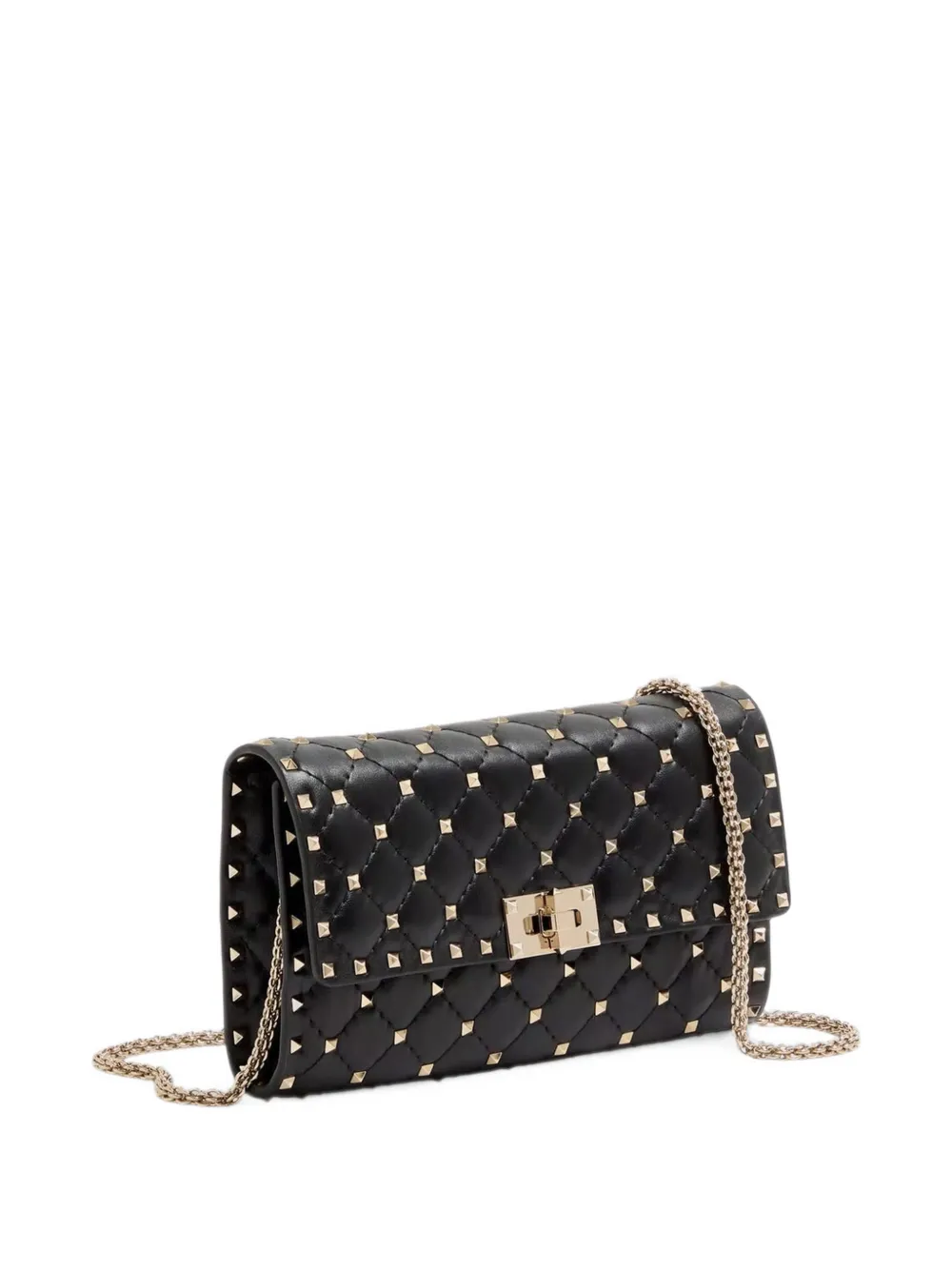 Valentino Garavani Rockstud spike nappa leather crossbody clutch bag Zwart
