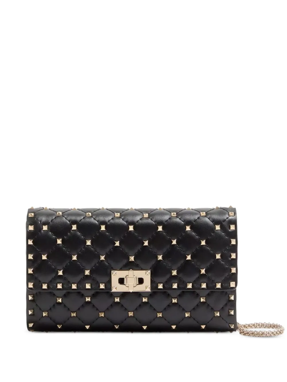 Valentino Garavani Rockstud spike nappa leather crossbody clutch bag - Nero