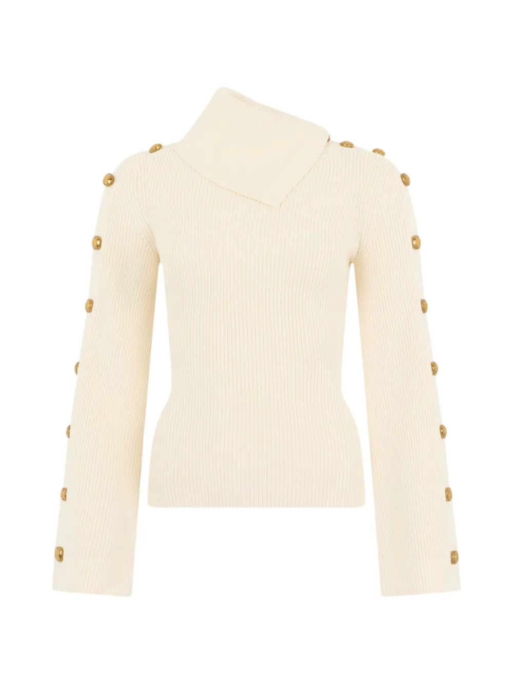 Elisabetta Franchi asymmetrical-collar button-embellished sweater