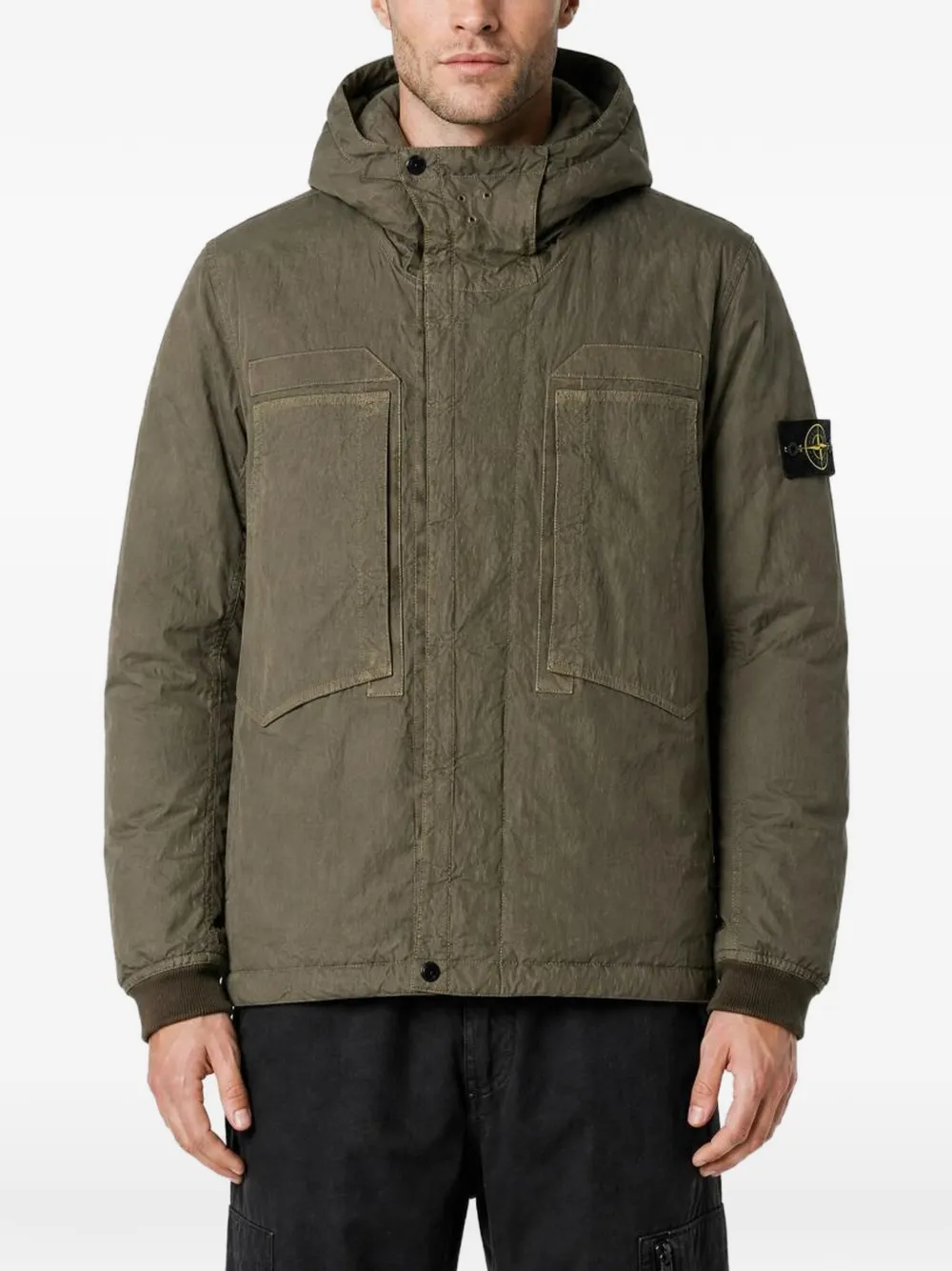 Stone Island quilted hooded jacket Groen