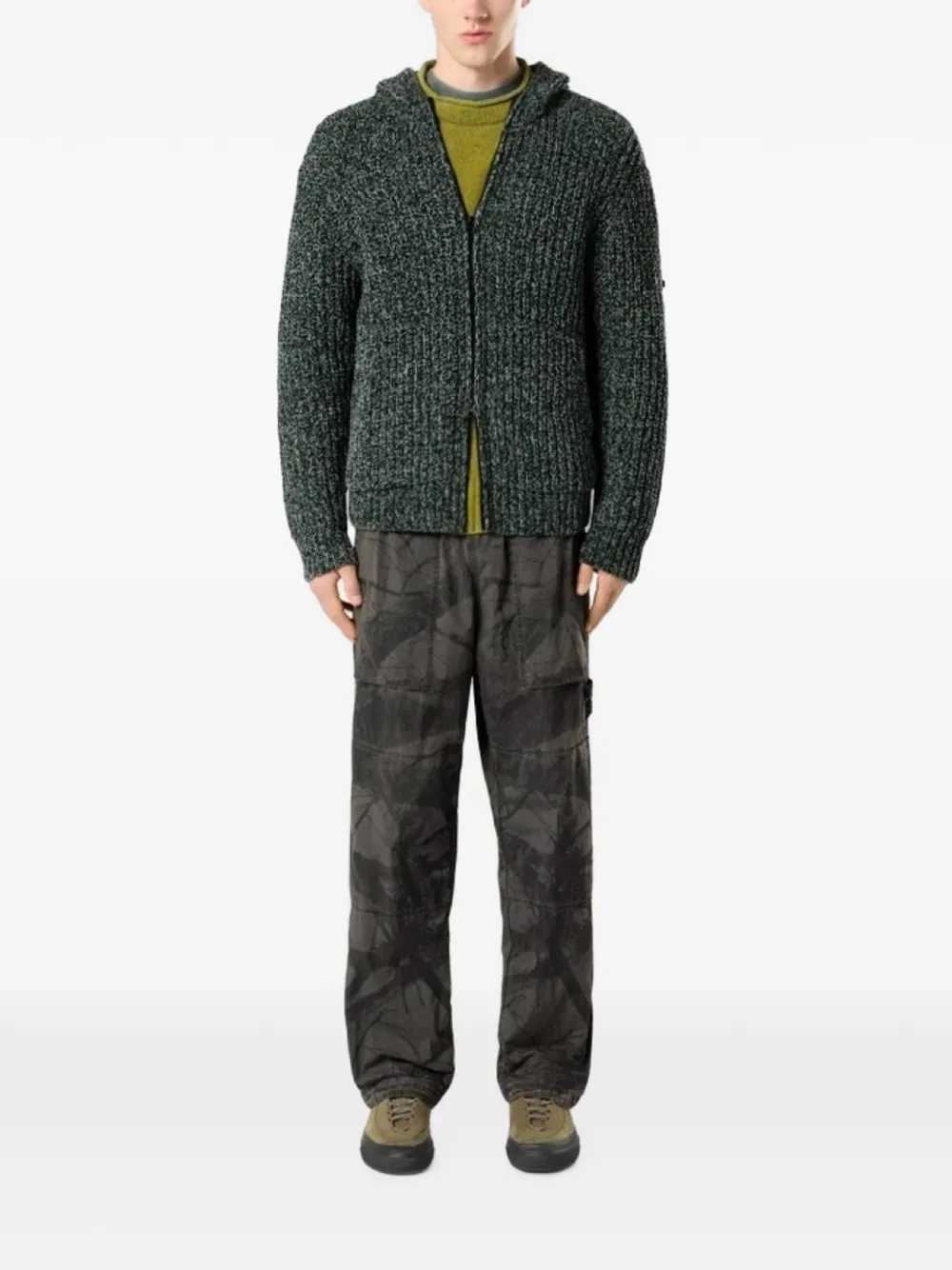 Stone Island 5100065 mouliné cotton chenille jumper Groen