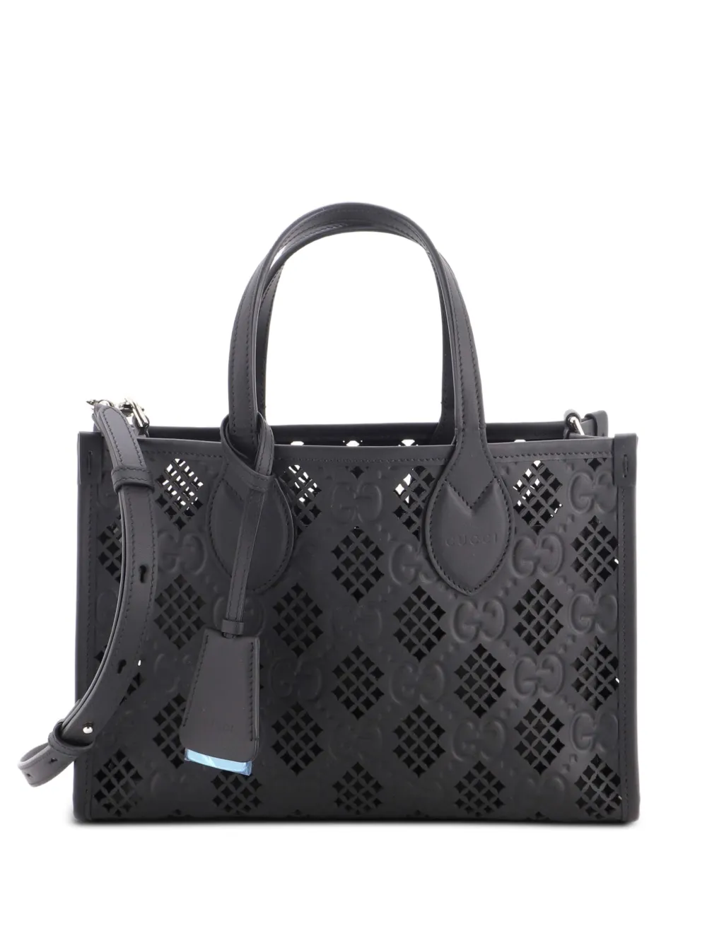 Gucci Pre-Owned petit cabas Convertible GG médium en cuir à découpes au laser - Noir Gucci Pre-Owned petit cabas Convertible GG médium en cuir à découpes au laser - Noir