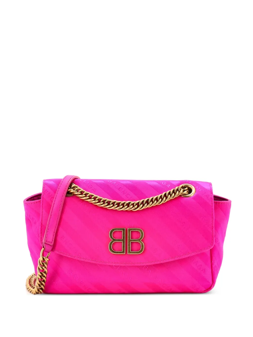 Balenciaga Pre-Owned Kleine BB Chain Round Schultertasche aus Jacquard - Rosa
