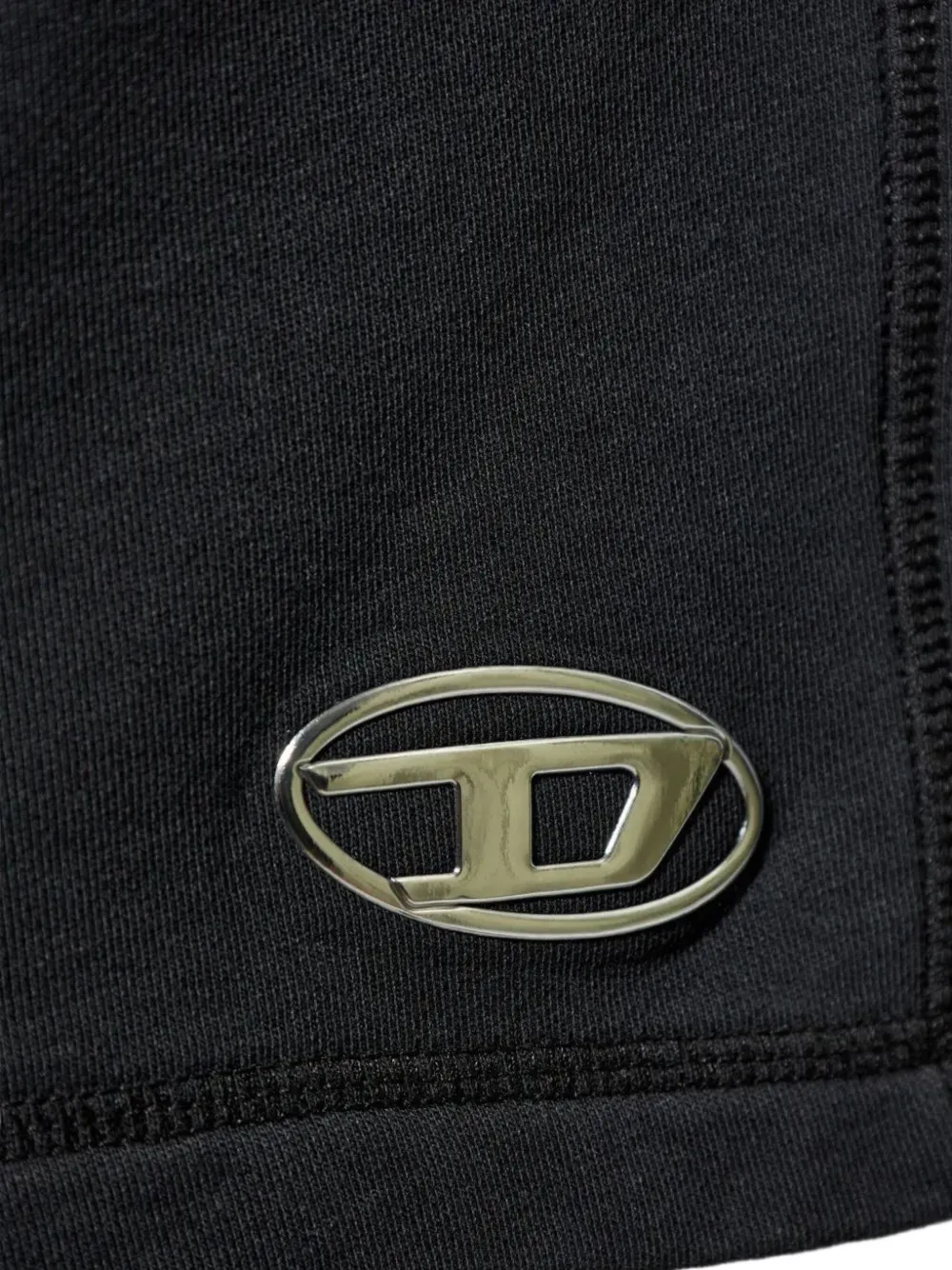 Diesel fleece shorts with metallic Oval D Zwart