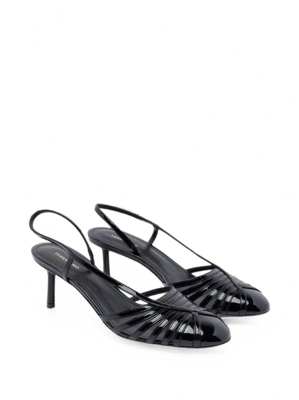 Ferragamo strappy patent-finish pumps Zwart