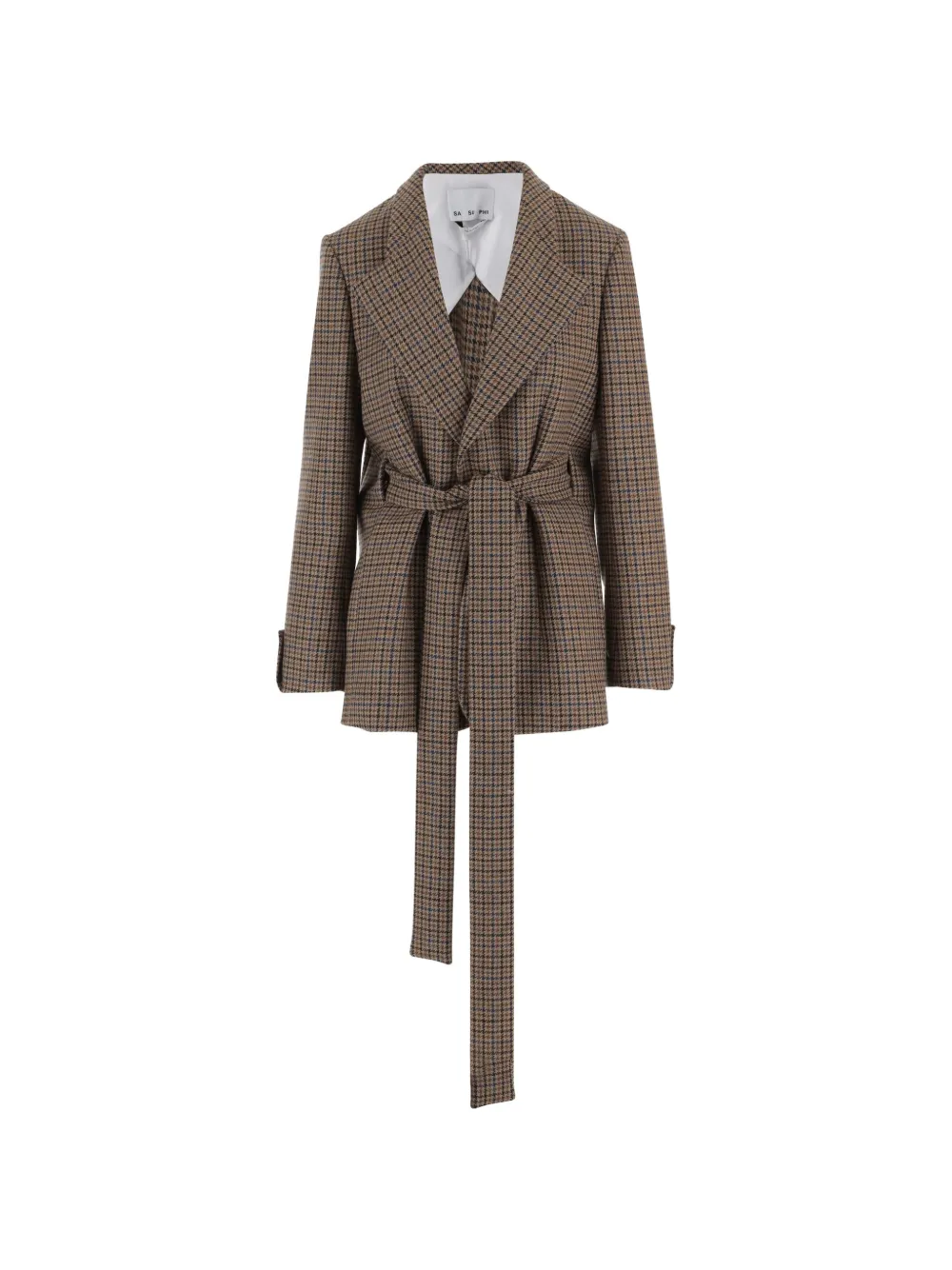 Sa Su Phi Belted Checked Blazer In Burgundy
