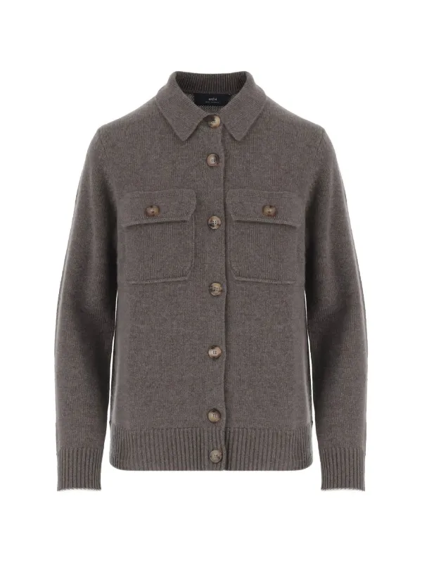 Arch4 Mr Redcar Cashmere Flap-pockets Cardigan in Brown