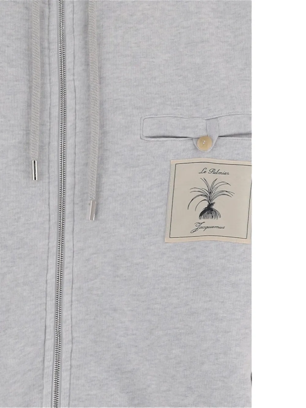Jacquemus logo-embroidered zip-up hoodie Grijs