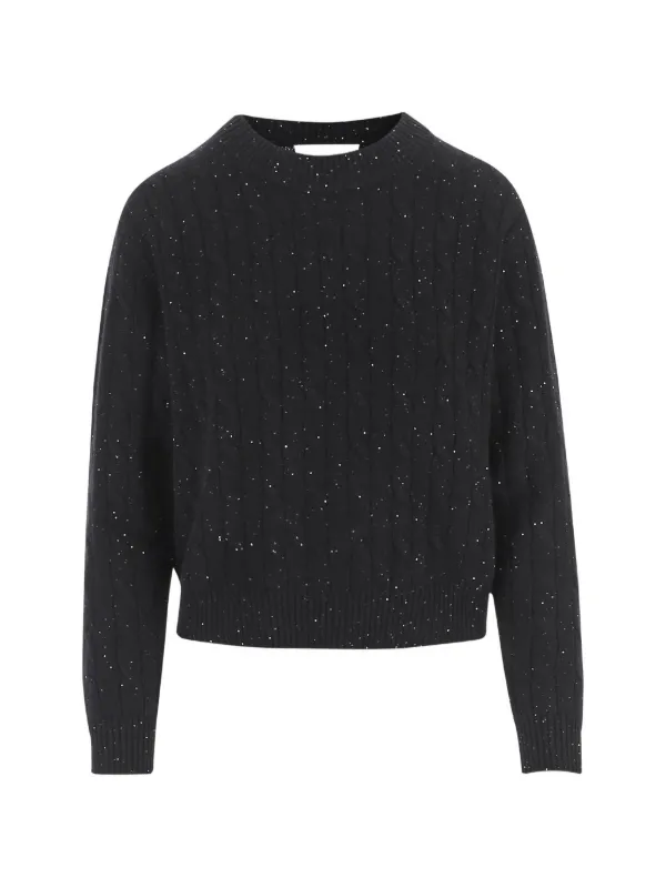 Arch4 Sequin-embellished Cable-knit Sweater in Black