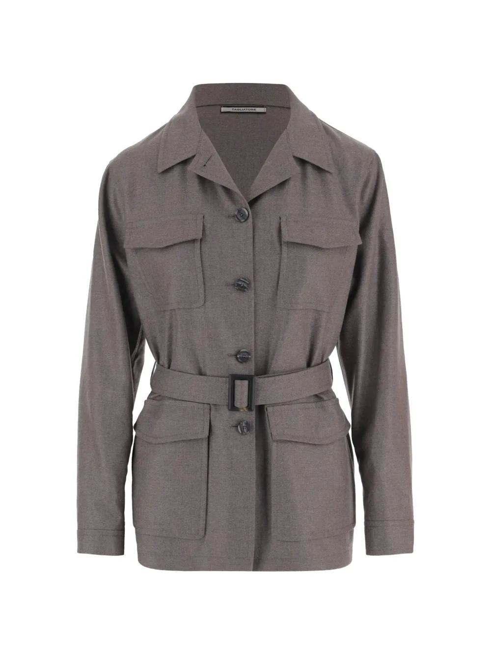 Tagliatore belted flap-pocket jacket in Grey