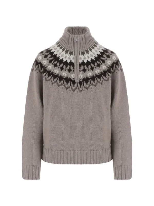 Arch4 Saint Gervais Jacquard-pattern Half-zip Sweater in Grey