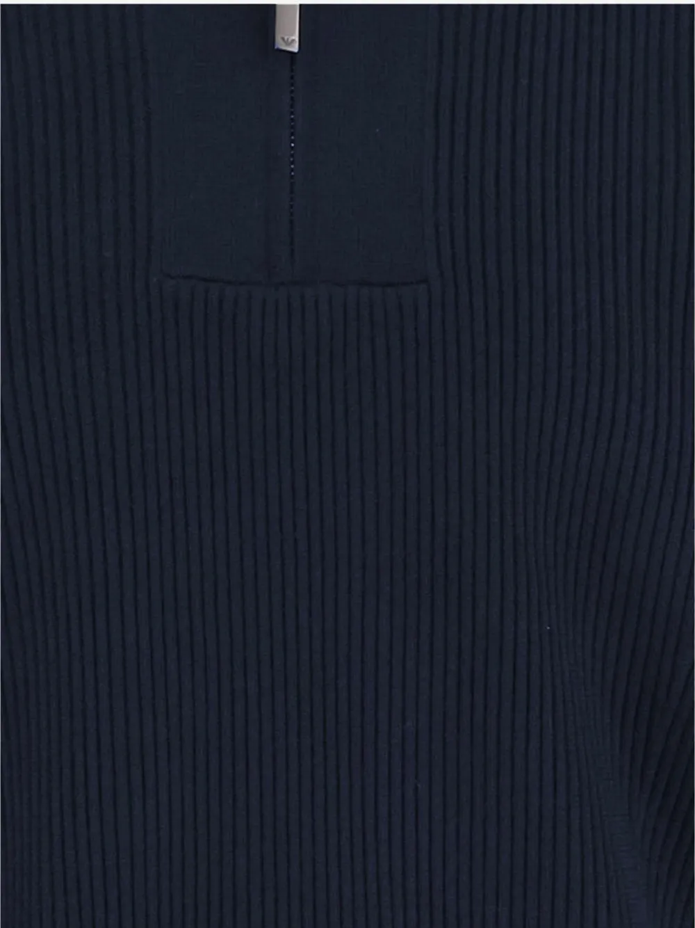 Emporio Armani Ribgebreide trui met halve rits Blauw