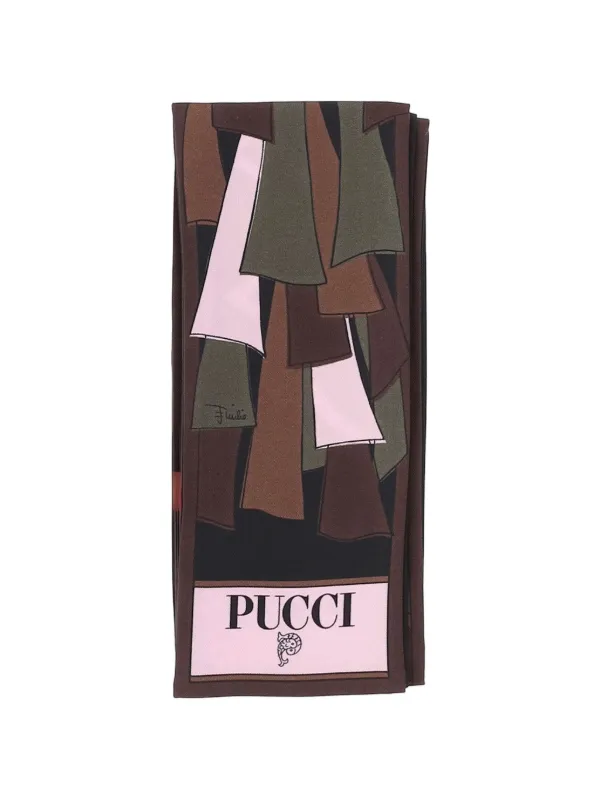Pucci Mixed Print Silk Bandeau in Brown