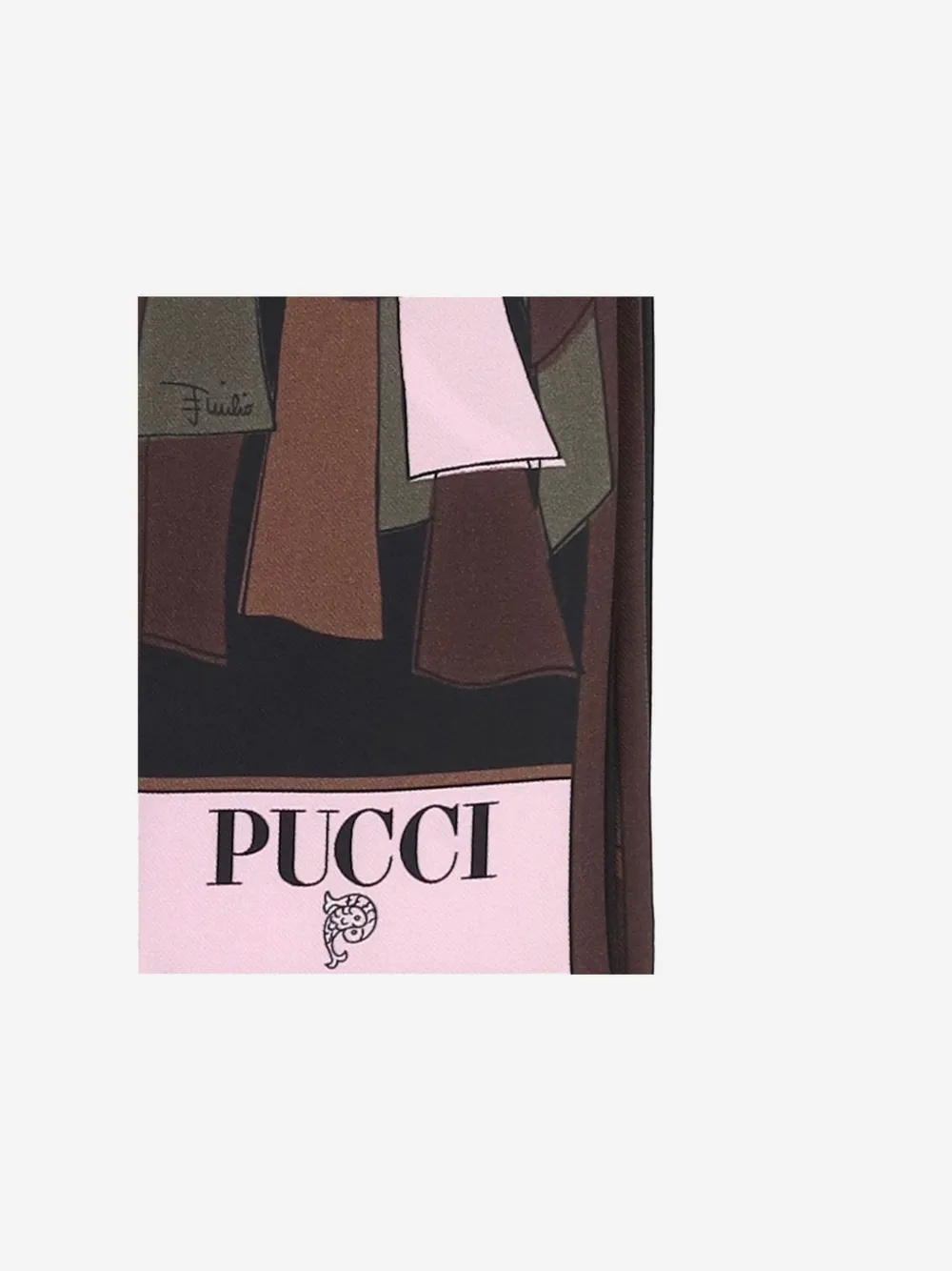 PUCCI Mixed Print Silk Bandeau in Brown, view 3